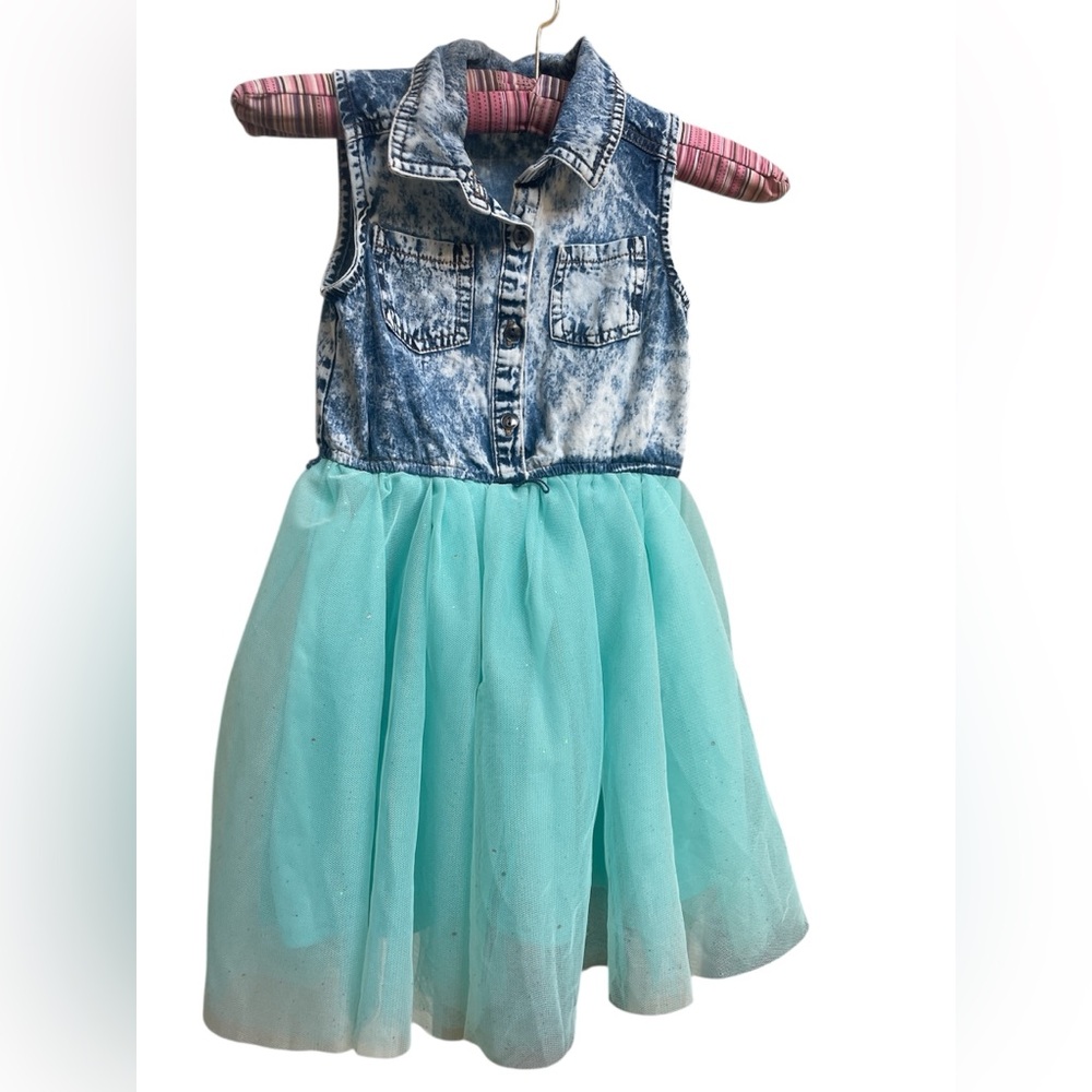 Zunie girls size 6 denim/tulle dress..EUC